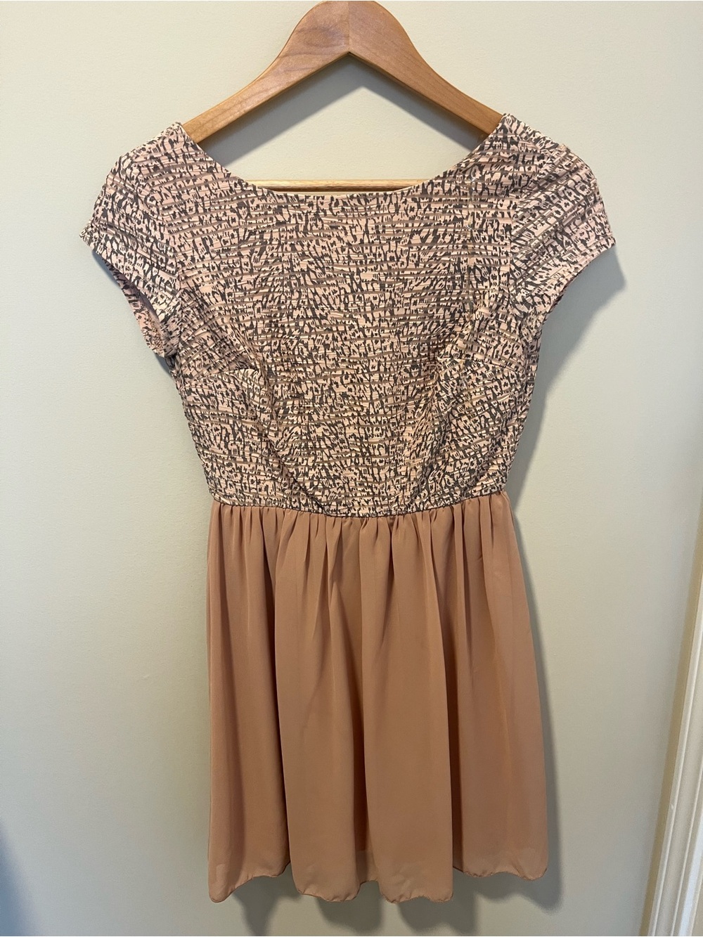 Sparkle & Fade Blush Printed Smocked Bodice Fit & Flare Dress
